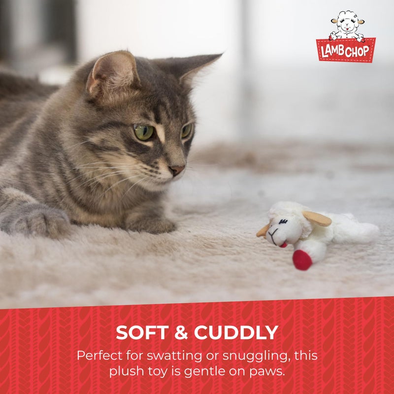 Multipet Lamb Chop Cat Plush Toy w/Catnip - Small Cat Chew Toy for All Cats - Extra Soft Plush Cat Toy - Stuffed Animal Kitten Toy for Cuddling & Playing - Cute Pet Toy (4â€, Cream) - Image 4